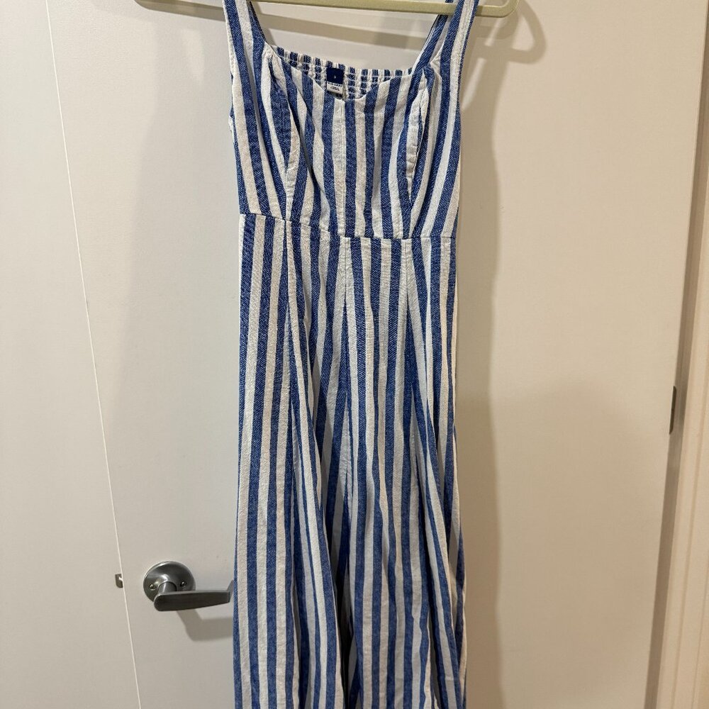 Old Navy Blue & White Striped Linen-Blend Cami Dress - Size Small